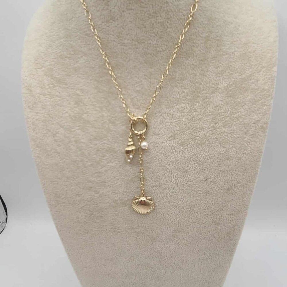 J Crew Gold Factory Tone Shell Necklace NWT!  NEW! - Picture 5 of 12